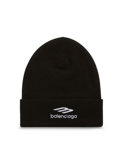 Balenciaga Logo Technical Beanie In Black