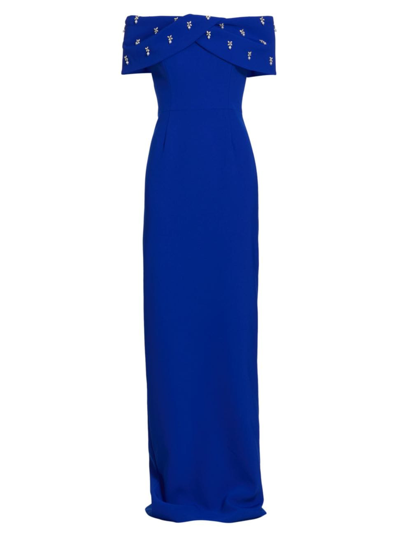 Teri Jon By Rickie Freeman Women's Faux Pearl-embellished Column Gown In Royal Blue