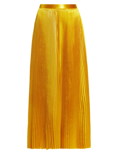 Ulla Johnson Rami Pleated Midi Skirt In Yellow Gold Polyester