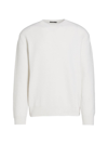 Zegna Foliage Melange Oasi Cashmere Crewneck Sweater In White Mélange