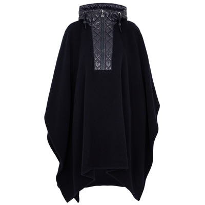 Moncler Knitted Wool Cape In Navy
