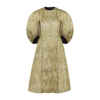 Simone Rocha Puff-sleeve Embellished-cup Midi Dress In Gold