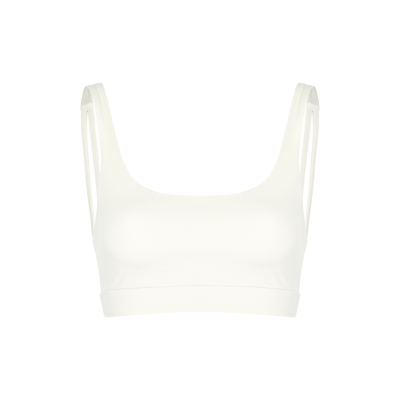 Girlfriend Collective White Andy Sport Bra In Ivory