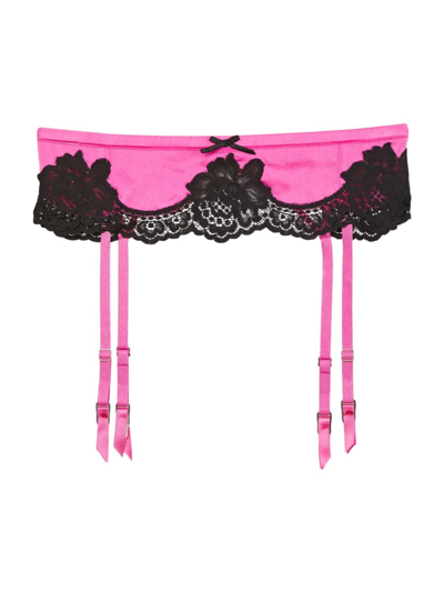 Fleur Du Mal All About Even Garter In Some Like It Hot Pink