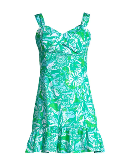 Lilly Pulitzer Rocko Cotton Romper In Botanical Green Safari Sangria