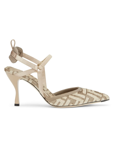 Fendi Women's Colibri Ff Slingback Pumps In Taupe