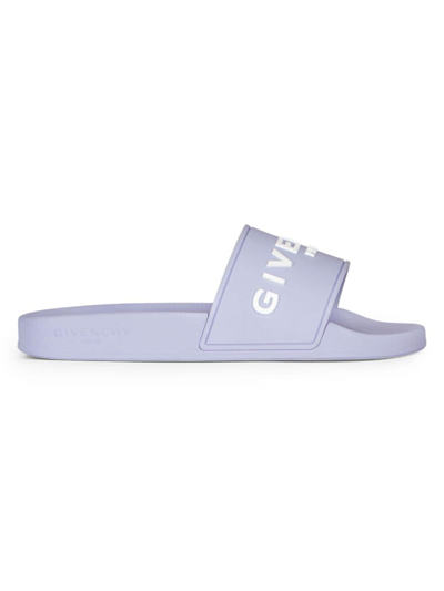 Givenchy Women's Slide Flat Sandals In Rubber In Purple