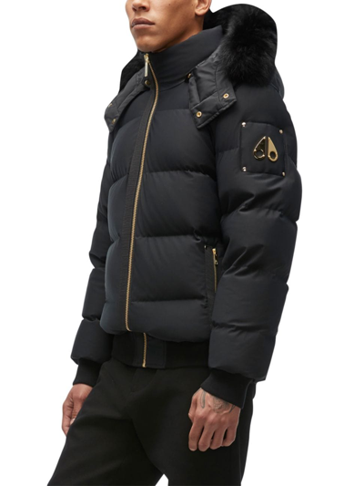 Moose Knuckles Men's Stagg Bomber Jacket W/ Fur Trim In Black | ModeSens