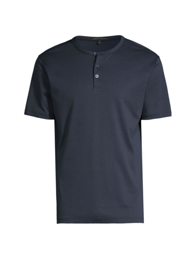 Robert Barakett Men's Georgia Pima Cotton Henley In Blue Night