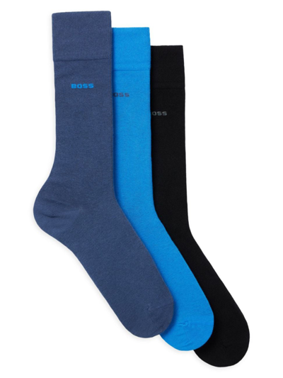 Hugo Boss Three-pack Of Regular-length Cotton-blend Socks In Patterned