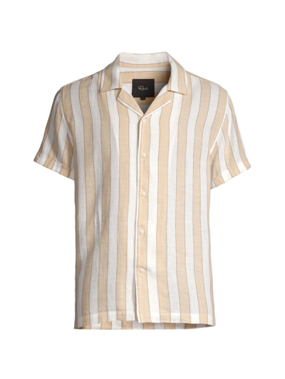 Rails Amalfi Stripe Short Sleeve Button-up Shirt In Chickpea Ivory Stripe