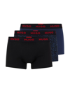 Hugo Triple-pack Of Stretch-cotton Trunks With Logo Waistbands In Dark Blue