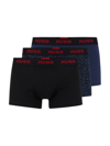 Hugo Boss Triple-pack Of Stretch-cotton Trunks With Logo Waistbands In Dark Blue