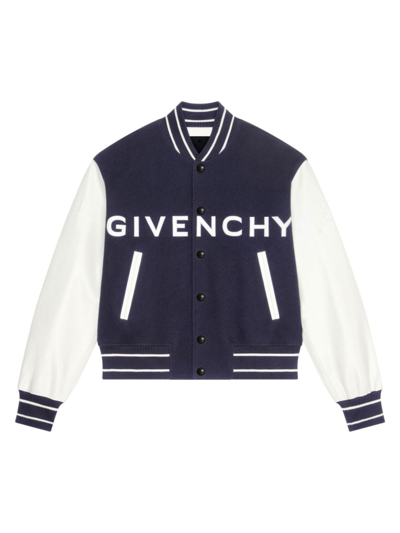 Givenchy Men's Varsity Jacket In Wool And Leather In Blue