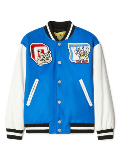 Off-white Kids' Patch-detail Bomber Jacket In Blue
