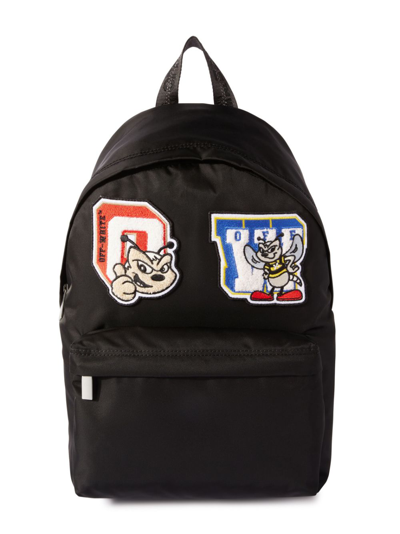 Off-white Kids' College Cotton Backpack In Black Off White