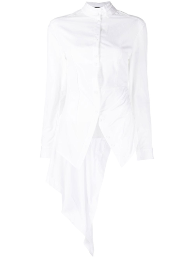 Isabel Benenato Long-sleeve Asymmetric Shirt In White