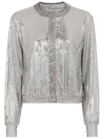 Rabanne Pixel Chainmail-mesh Bomber Jacket In Silver