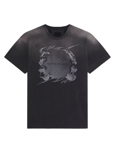 Givenchy Casual Fit T-shirt In Cotton With  Ring Print In Black
