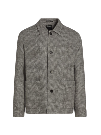 Zegna Men's Wool-blend Bouclé Chore Jacket In Grey