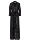 L Agence Cameron Sequin-embellished Maxi Shirtdress In Black