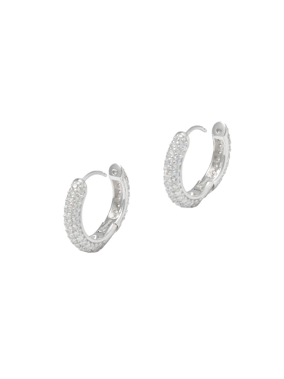 Darkai 90s Kids Rhodium-plate & Cubic Zirconia Pavé Hoops In Silver