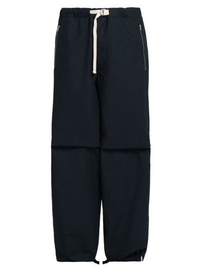 Jil Sander Men's Belted Cotton Trousers In Midnight