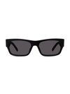 Givenchy Men's 4g 56mm Rectangular Sunglasses In Shiny Black Smoke