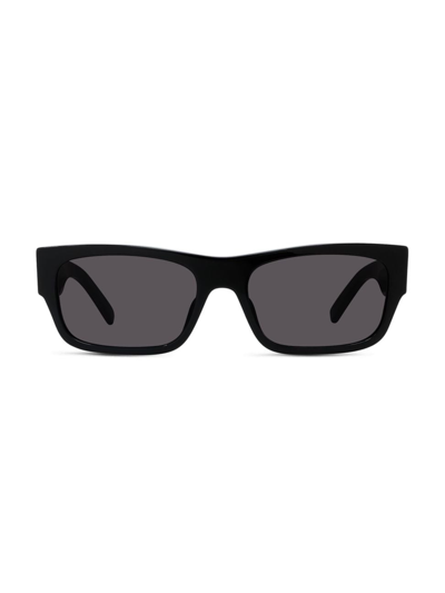 Givenchy Men's 4g 56mm Rectangular Sunglasses In Shiny Black Smoke