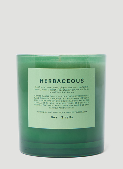 Boy Smells Herbaceous Candle In Brown