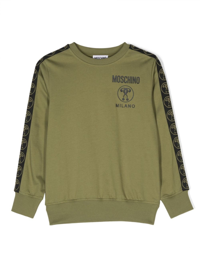 Moschino Kids' Double Question Mark Logo-print Sweatshirt In Green