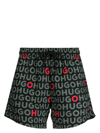 Hugo Boss Recycled-material Swim Shorts With Logo Print In Green