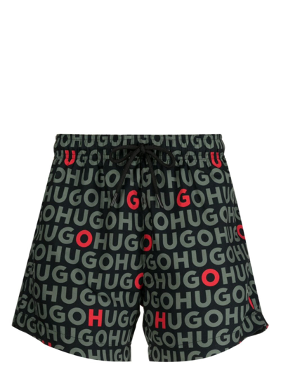 Hugo Logo-print Swim Shorts In Green
