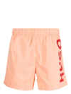 Hugo Boss Swim Shorts With Logo Print In Pink