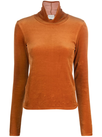 Forte Forte Velvet-effect High-neck Top In Brown