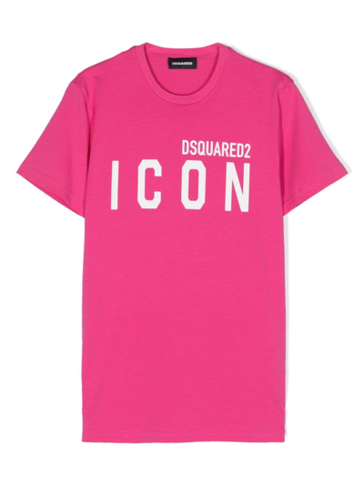 Dsquared2 Kids' Icon Logo-print Cotton T-shirt In Pink