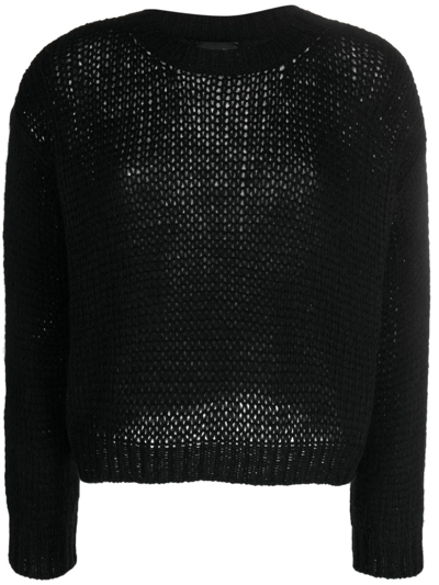 Roberto Collina Open-knit Crew-neck Jumper In Blue