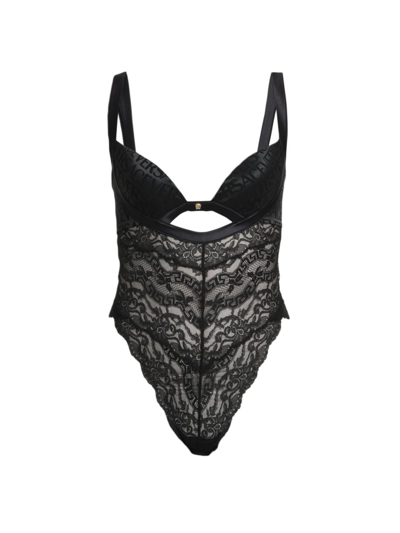 Versace Women's Lace Cut-out Bodysuit In Black