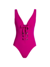 Karla Colletto Swim Women's Lucy Lace-up One-piece Swimsuit In Magenta