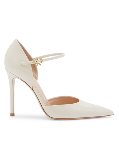 Gianvito Rossi 85mm Patent Leather Heels In Offwhite