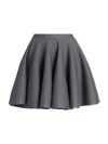 Alaïa Alaia Womens Gris Fonce Ribbed Flared Mid-rise Wool-blend Mini Skirt In Gray