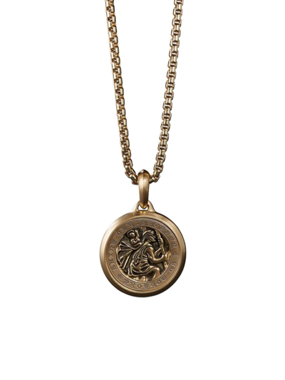 David Yurman 18kt Yellow Gold St. Christopher Amulet Pendant Necklace