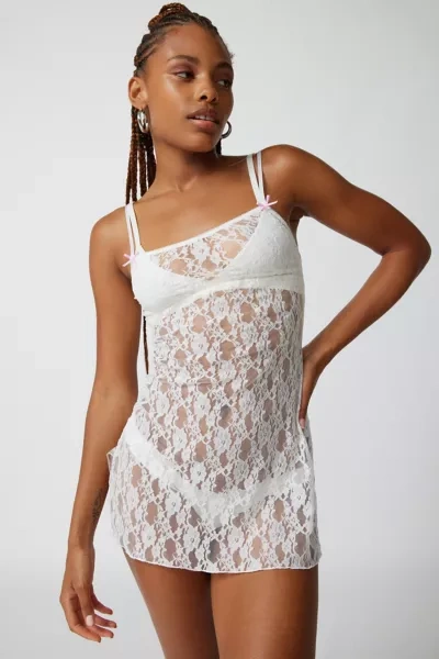chinese dress ladies 1940s Pink Nylon Sheer Lace Ruched Stomach Slip Dress main image 0
