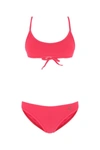 Attico Nylon Bikini With Scoop Neckline And Ribbed Texture In Pink