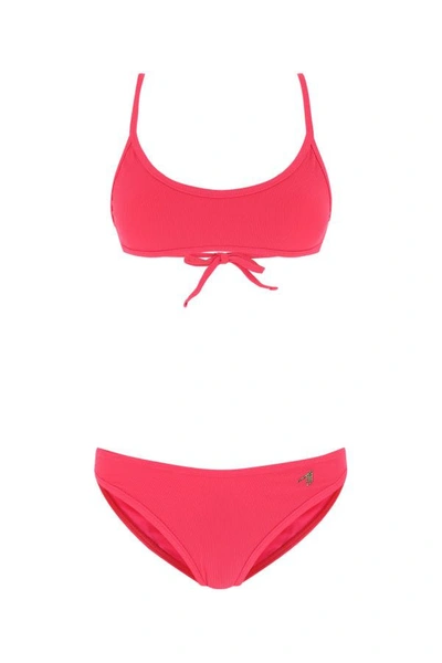 Attico The  Logo Printed Bikini Set In Pink