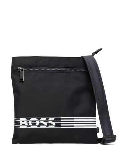 Hugo Boss Logo-print Messenger Bag In 黑色