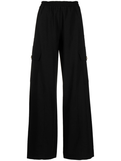 Pinko Wide-leg Cargo-pocket Trousers In Black