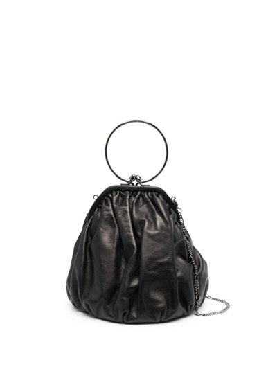 Yohji Yamamoto Black Discord Clasp Drape Bag