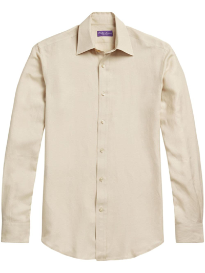 Ralph Lauren Purple Label Long-sleeve Button-down Shirt In Neutrals