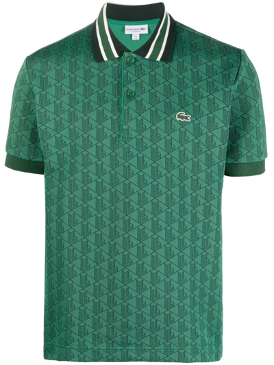 Lacoste Monogram-pattern Polo Shirt In Green